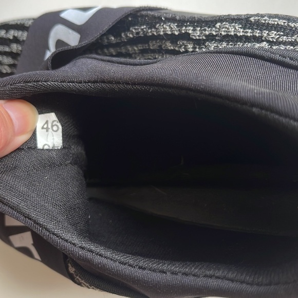 Sneakers Mens,Letter Graphic,Knit,Slip On Sock,Black/White,Size 46-US 13 - Picture 12 of 13